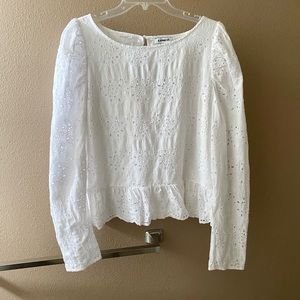 NWT White Eyelet Long Sleeve Top